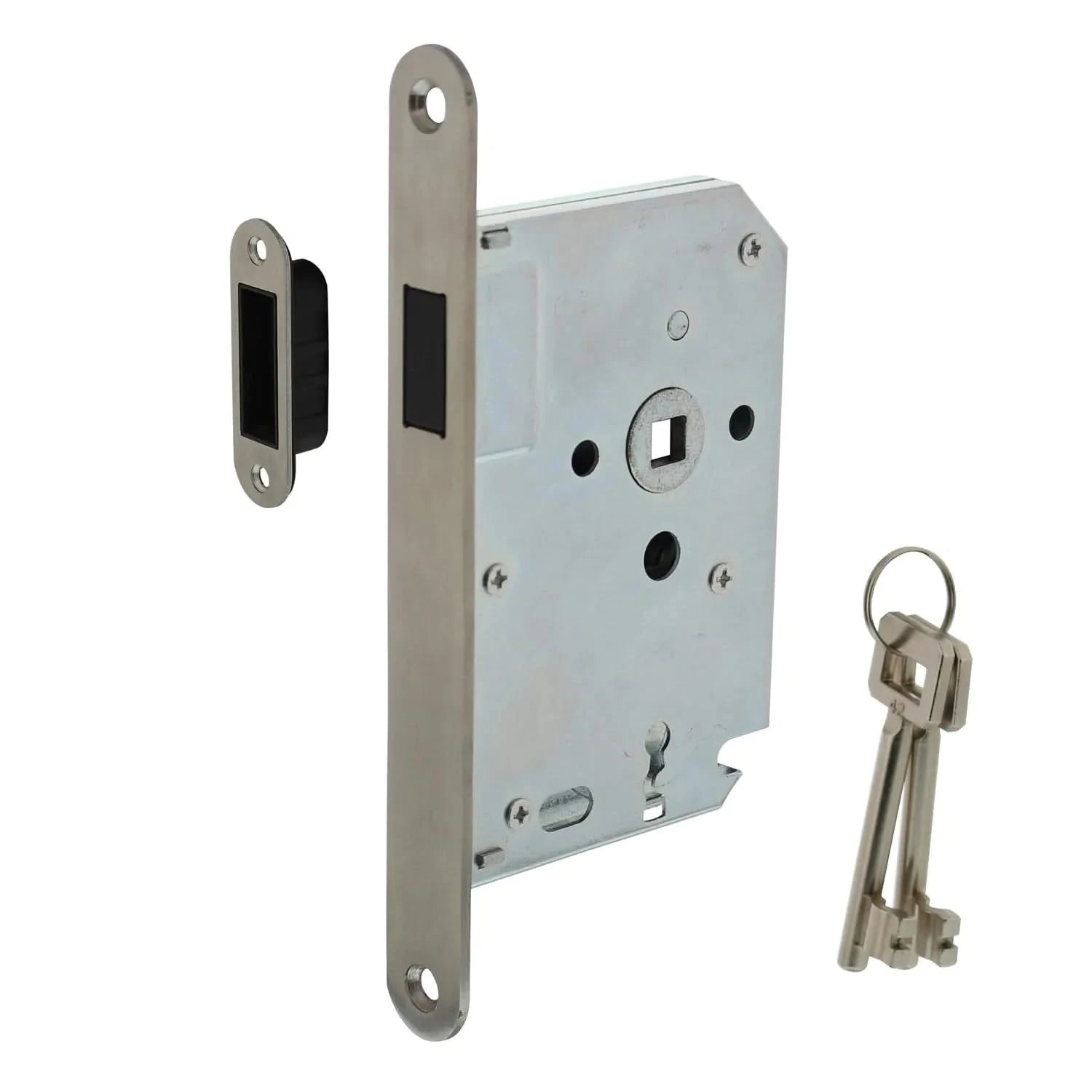 Intersteel | Woningbouw magneet klavier dag- en nachtslot 55mm | Voorplaat Afgerond | RVS