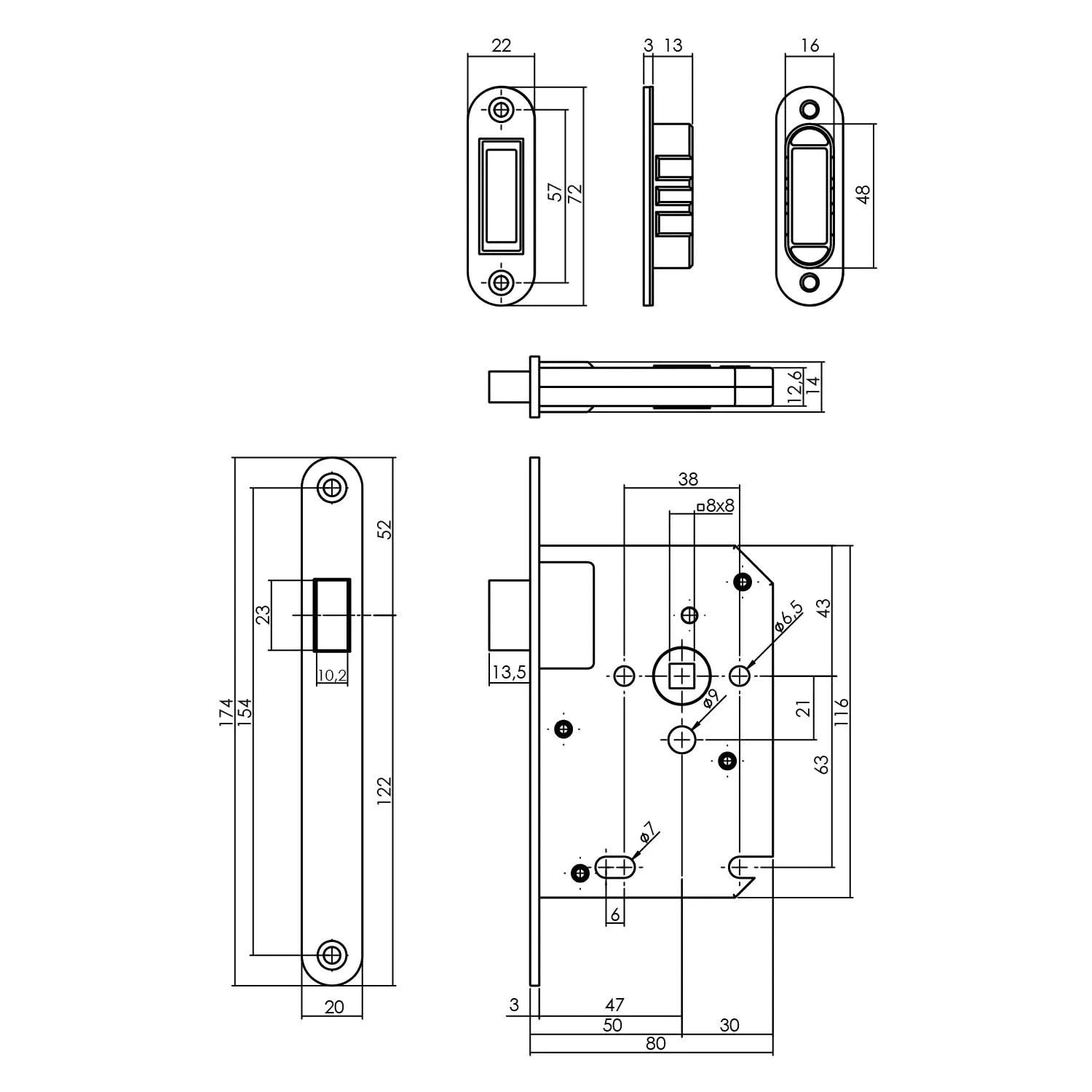 Intersteel Woningbouw magneet loopslot voorplaat afgerond rvs 1