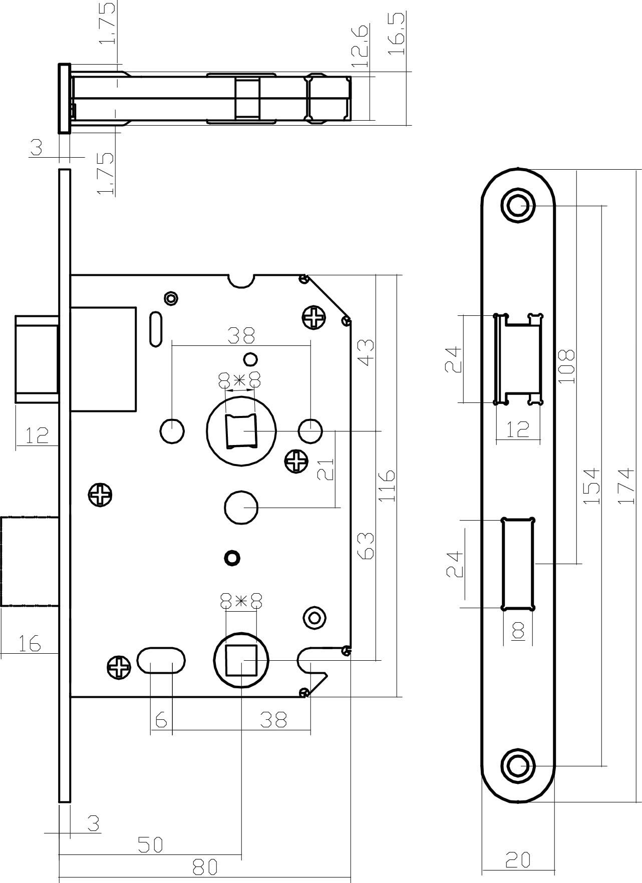 Intersteel Woningbouw toilet badkamerslot 638 mm rvs geborsteld 1
