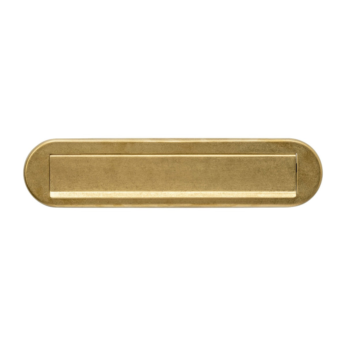 Intersteel Brievenbus met klep/regenrand messing getrommeld ovaal 340x80mm - Deurbeslag-expert