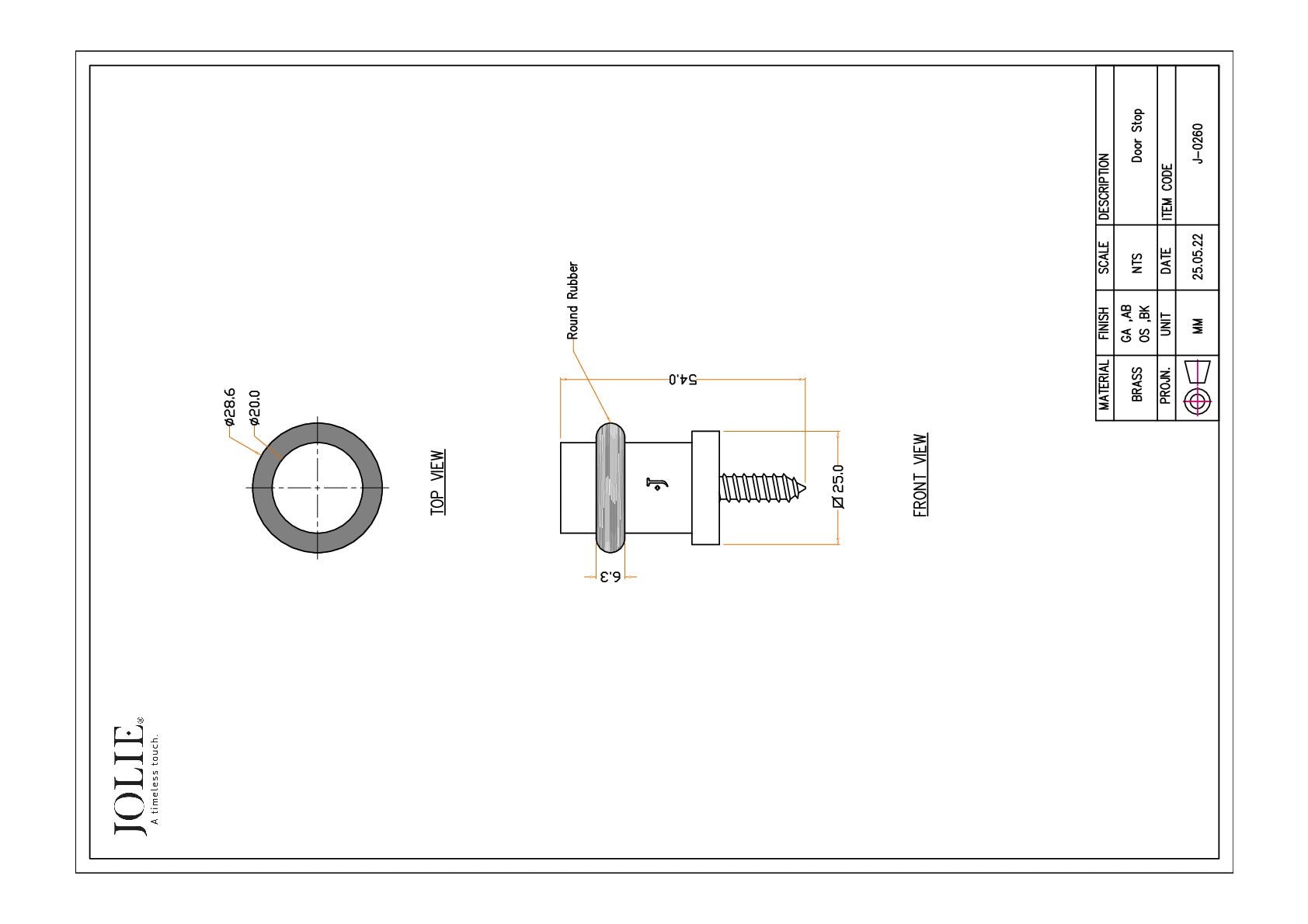 Jolie J-0260-AB technische tekening