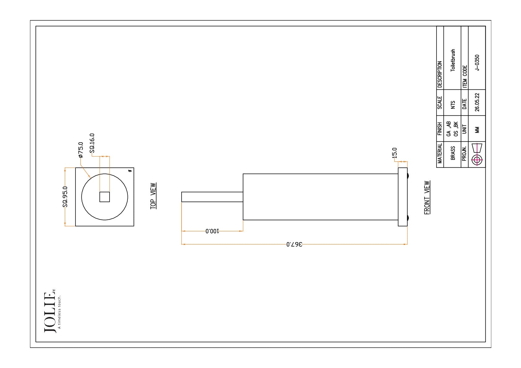 Jolie J-0350-AB technische tekening