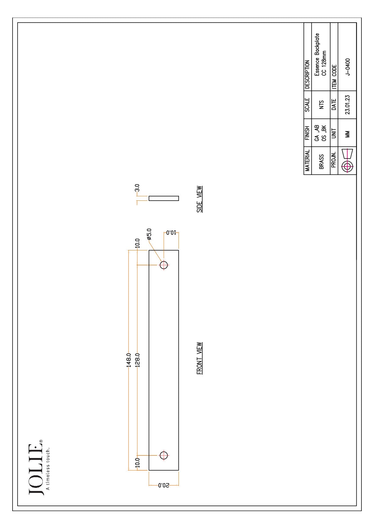 Jolie J-0400-OS technische tekening