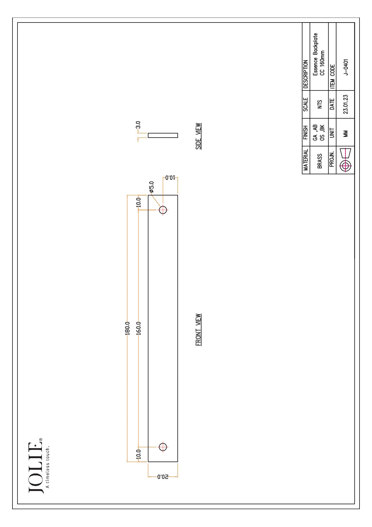 Jolie J-0401-GA technische tekening