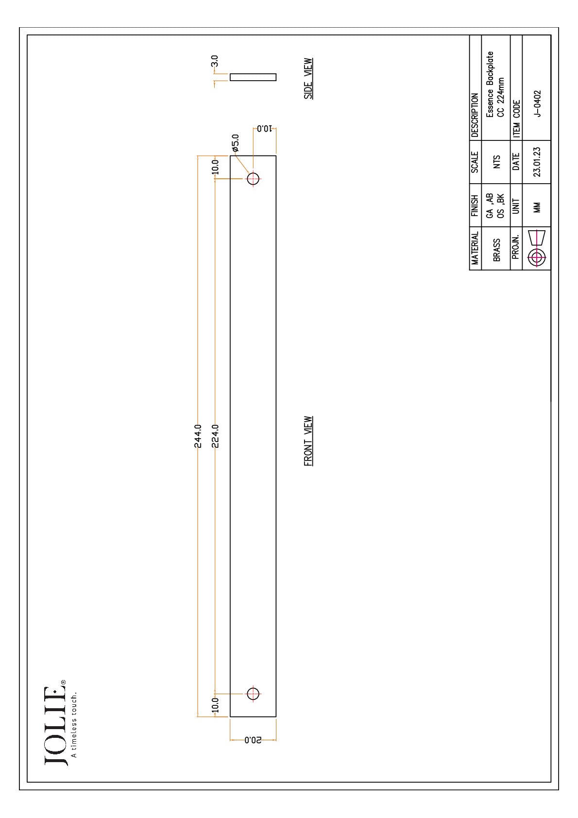Jolie J-0402-OS technische tekening