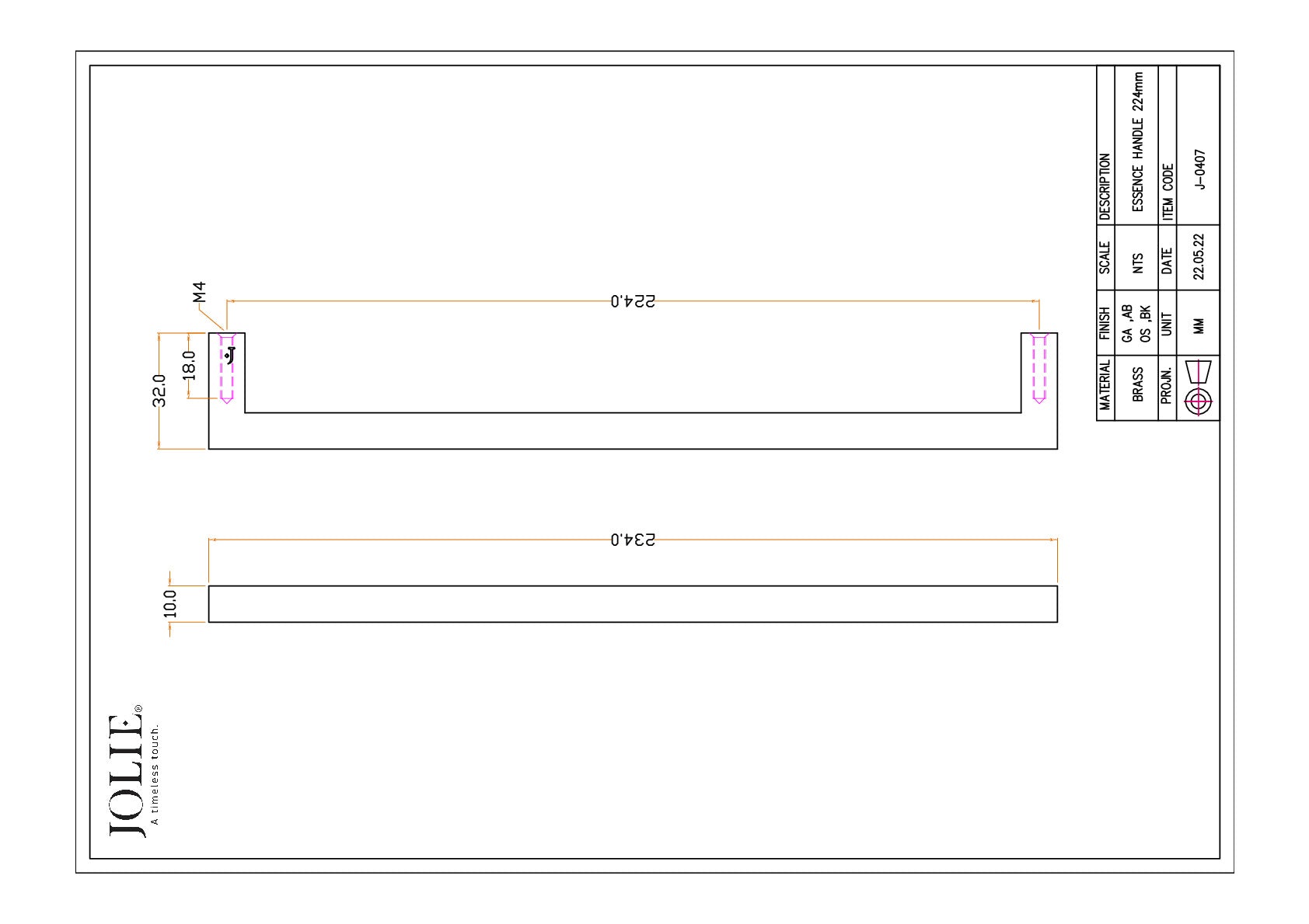 Jolie J-0407-BK technische tekening