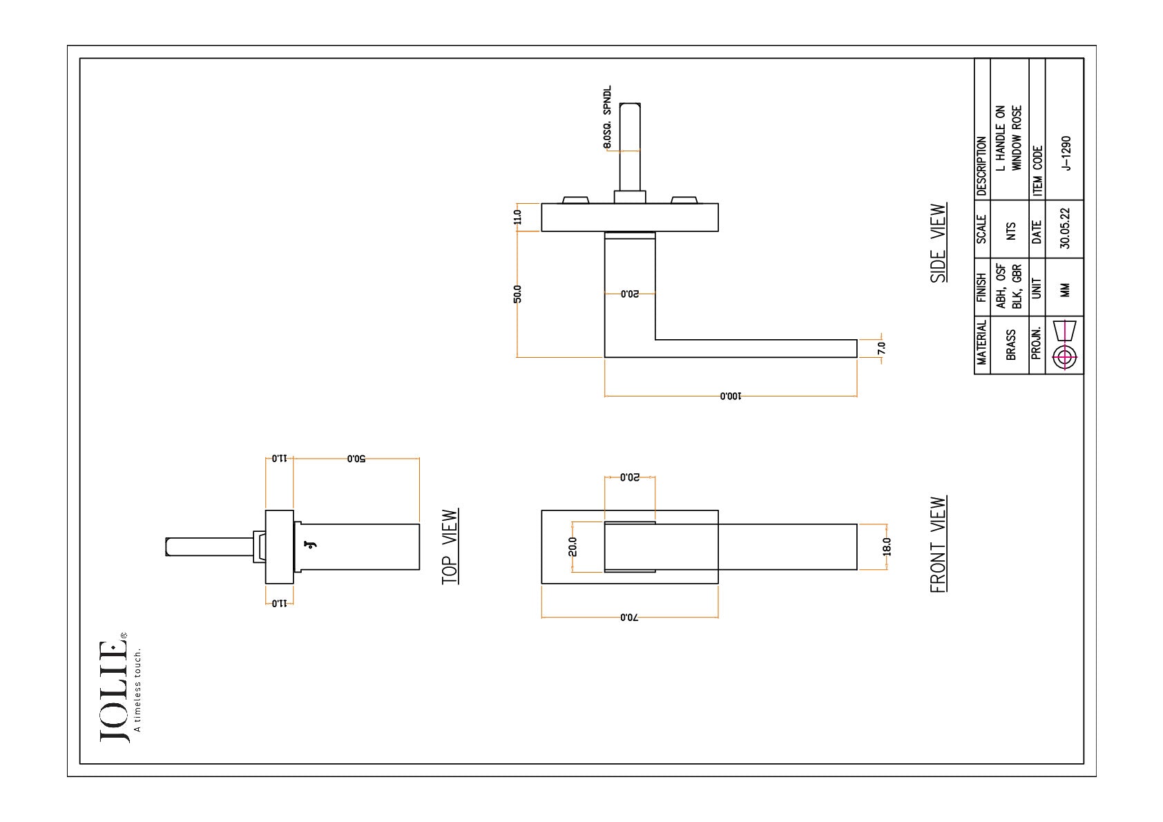 Jolie J-1290-BK technische tekening