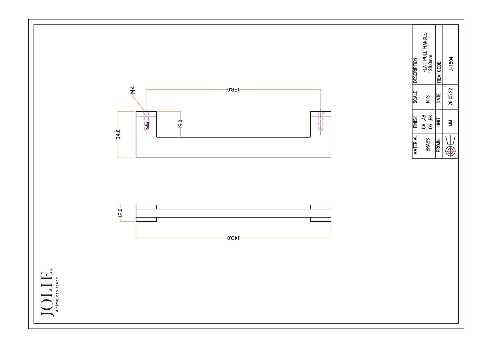 Jolie J-1504-GA technische tekening