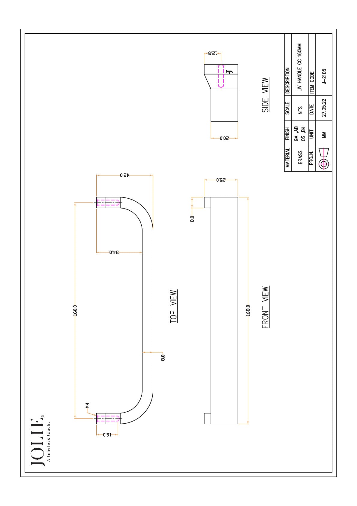 Jolie J-2105-BK technische tekening