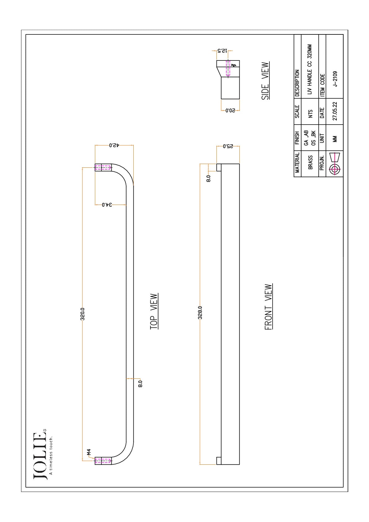 Jolie J-2109-OS technische tekening