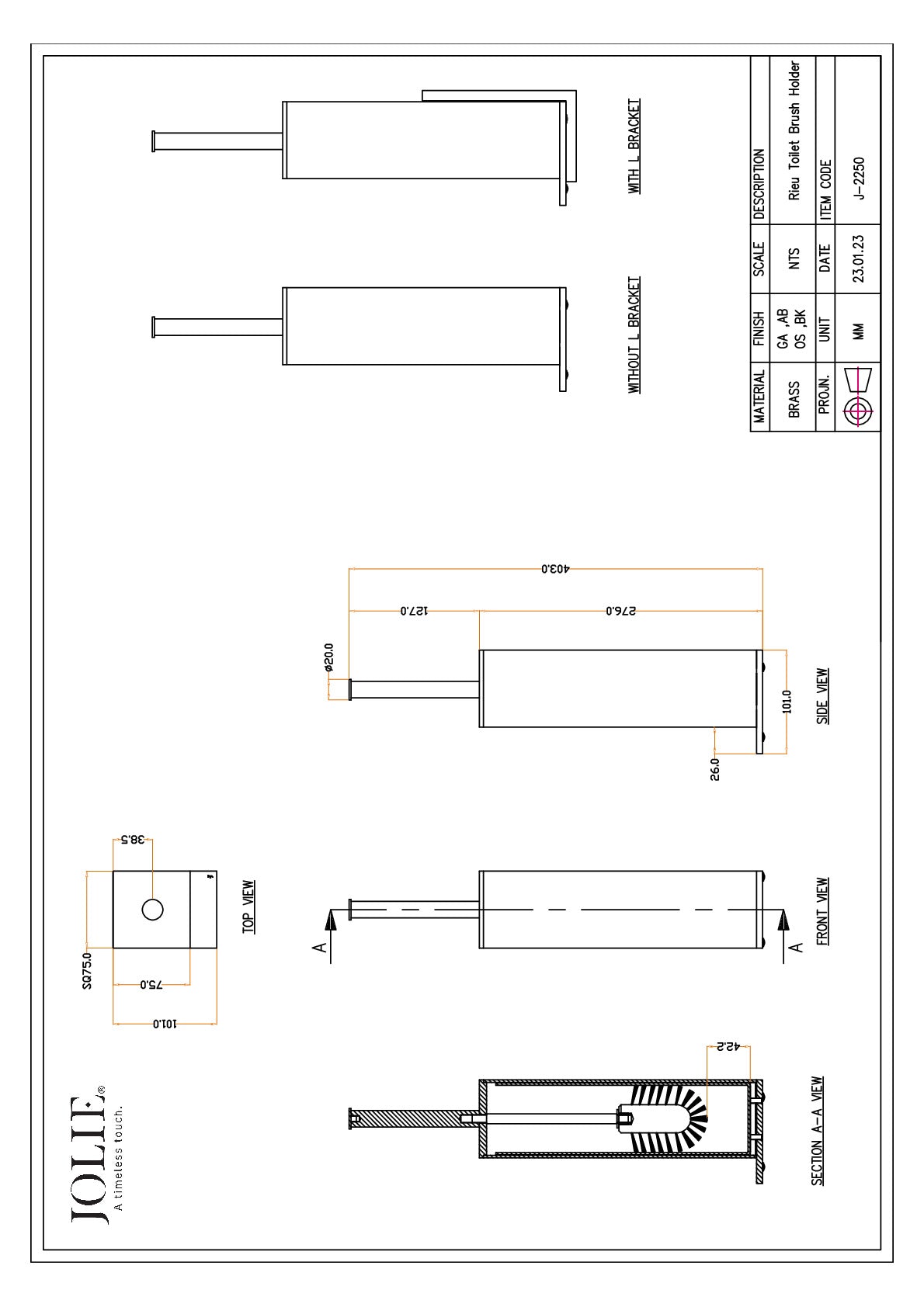 Jolie J-2250-AB technische tekening