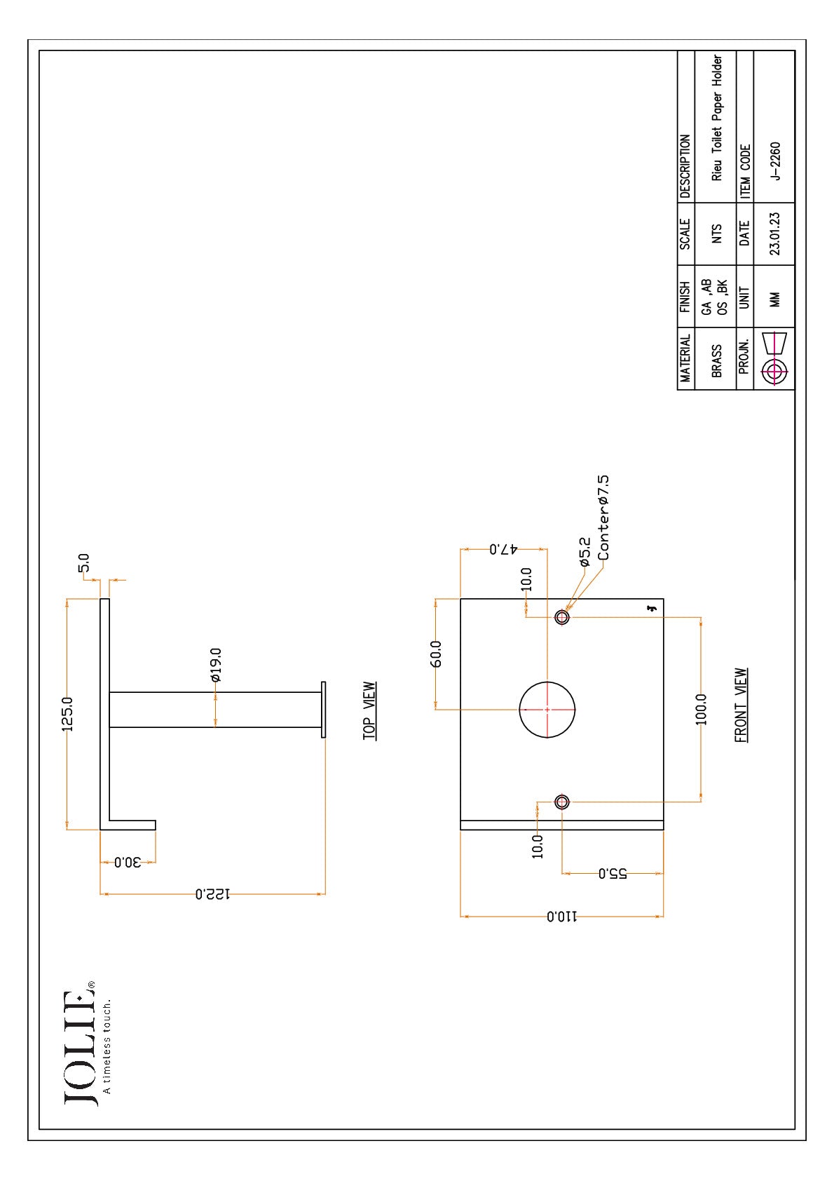 Jolie J-2260-OS technische tekening