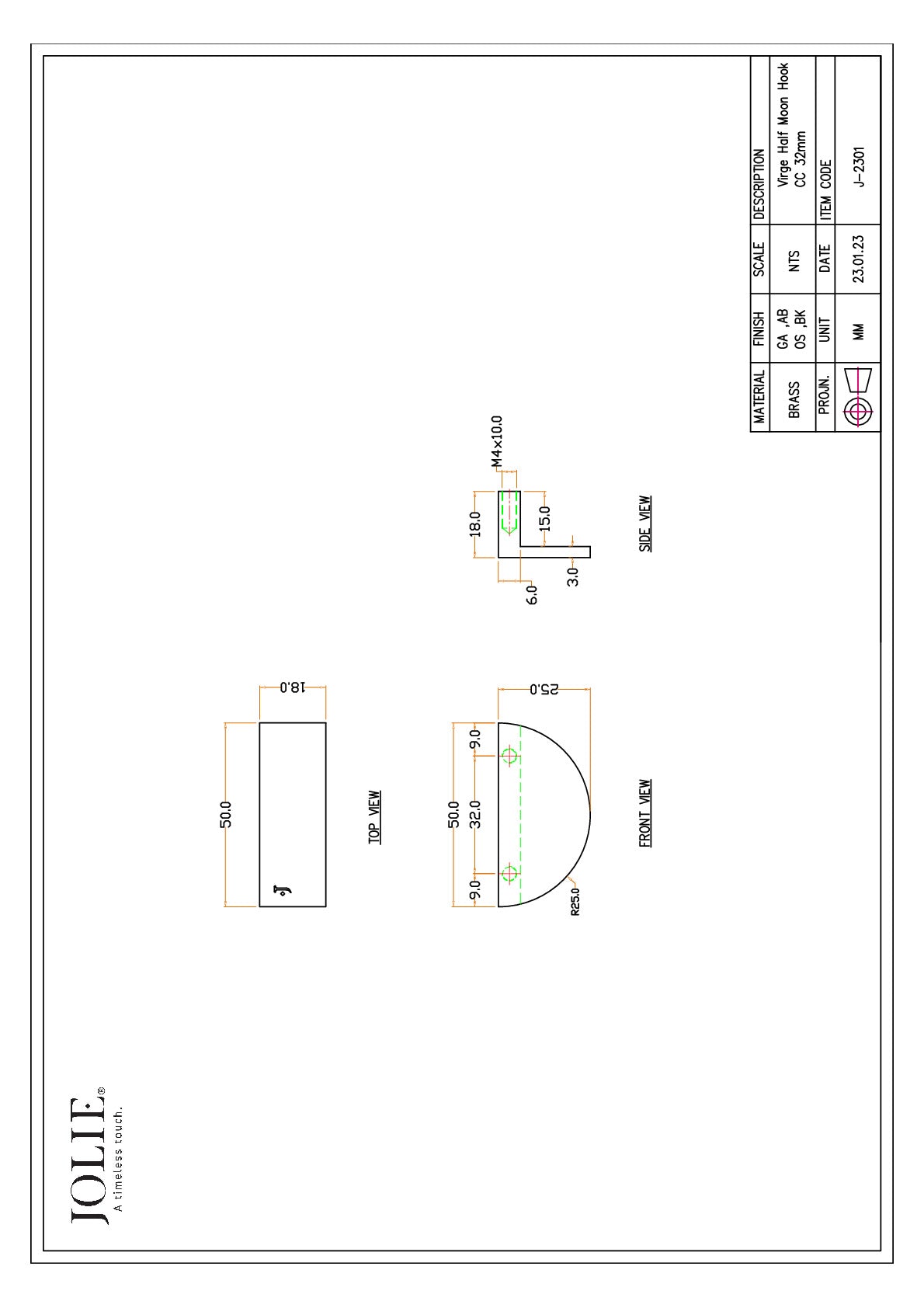 Jolie J-2301-AB technische tekening
