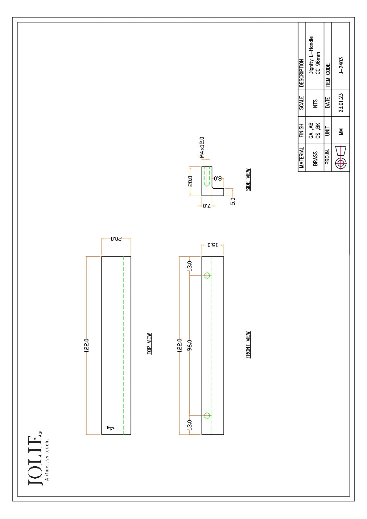 Jolie J-2403-BK technische tekening