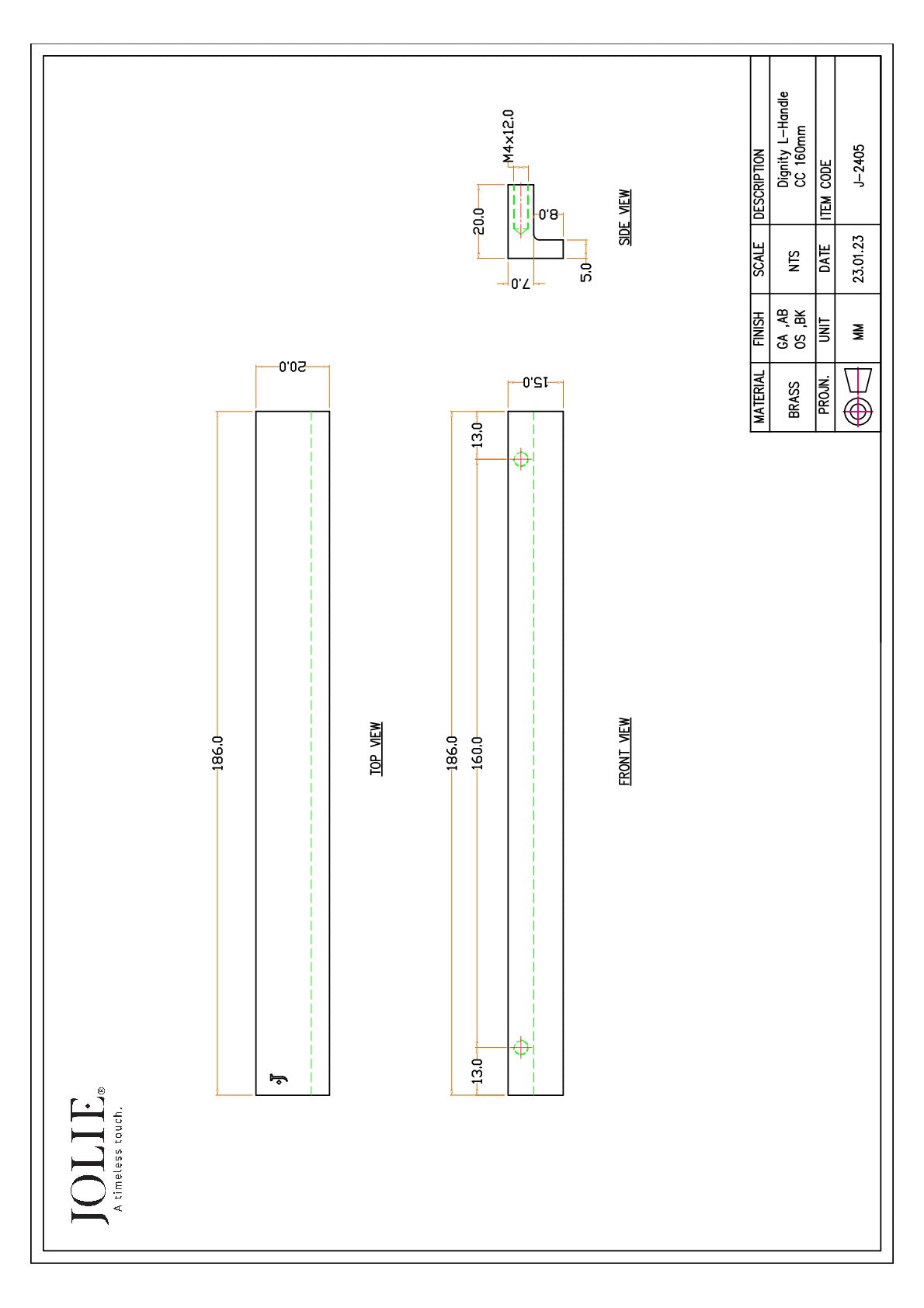 Jolie J-2405-GA technische tekening