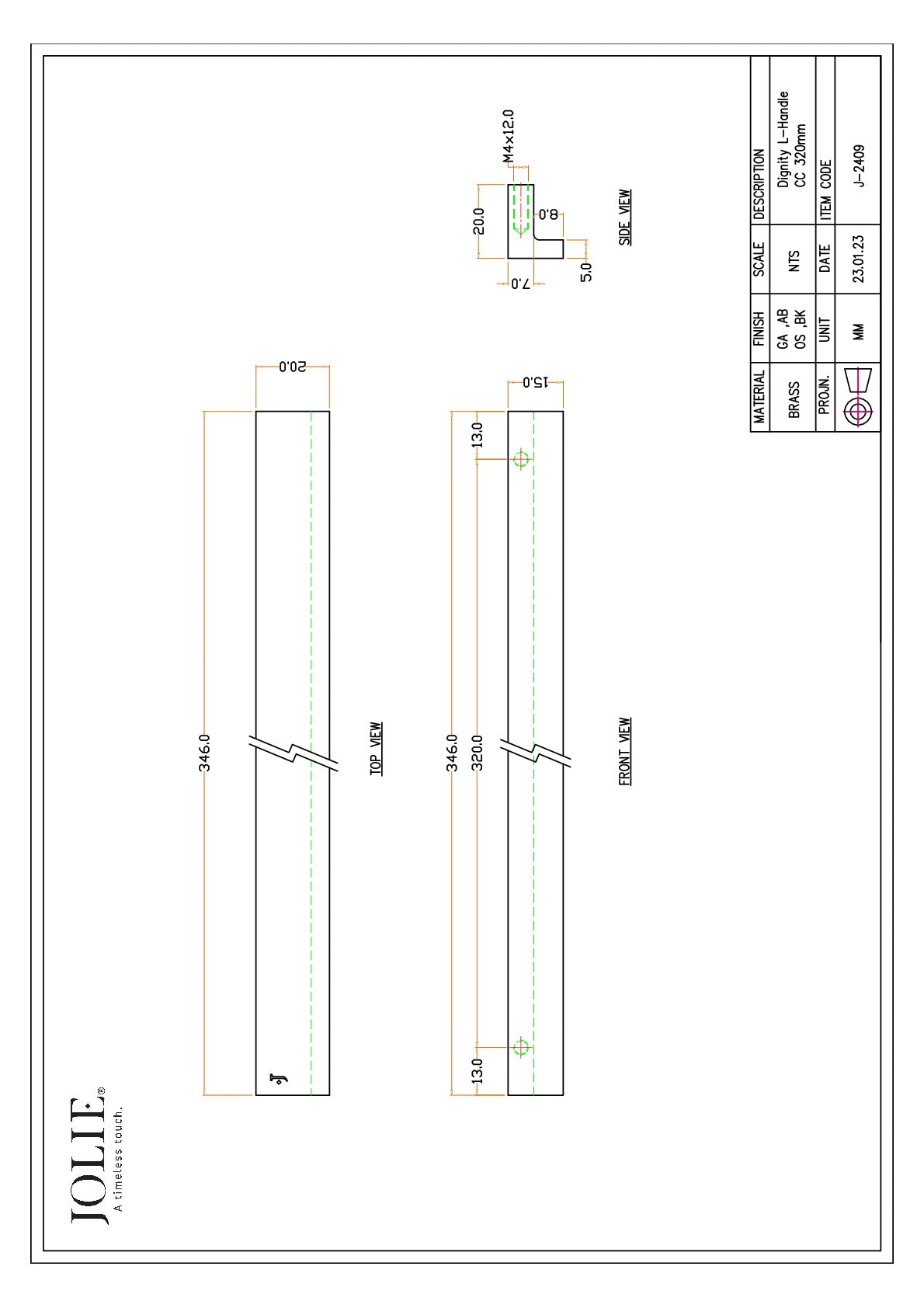 Jolie J-2409-BK technische tekening