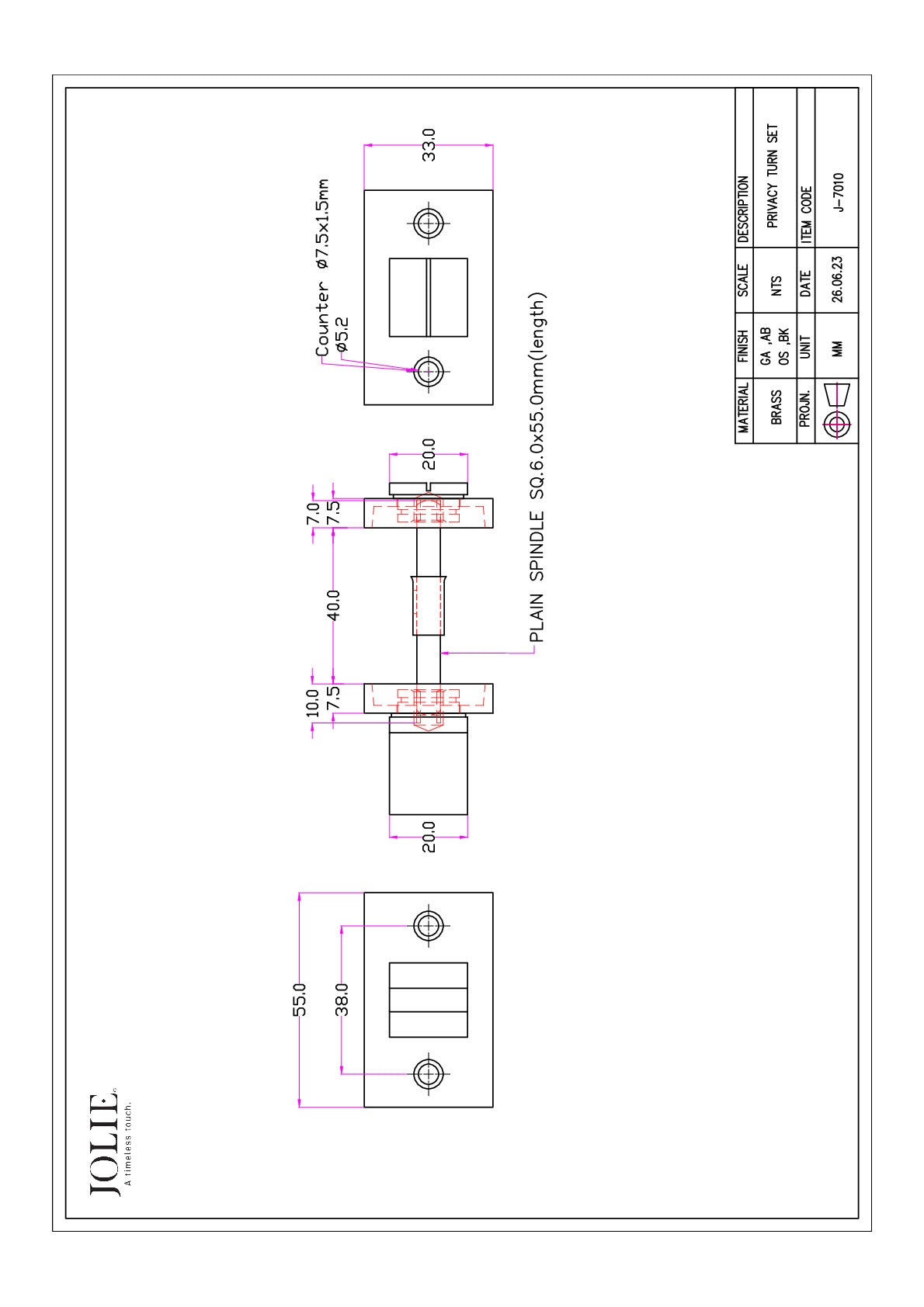 Jolie J-7010 technische tekening