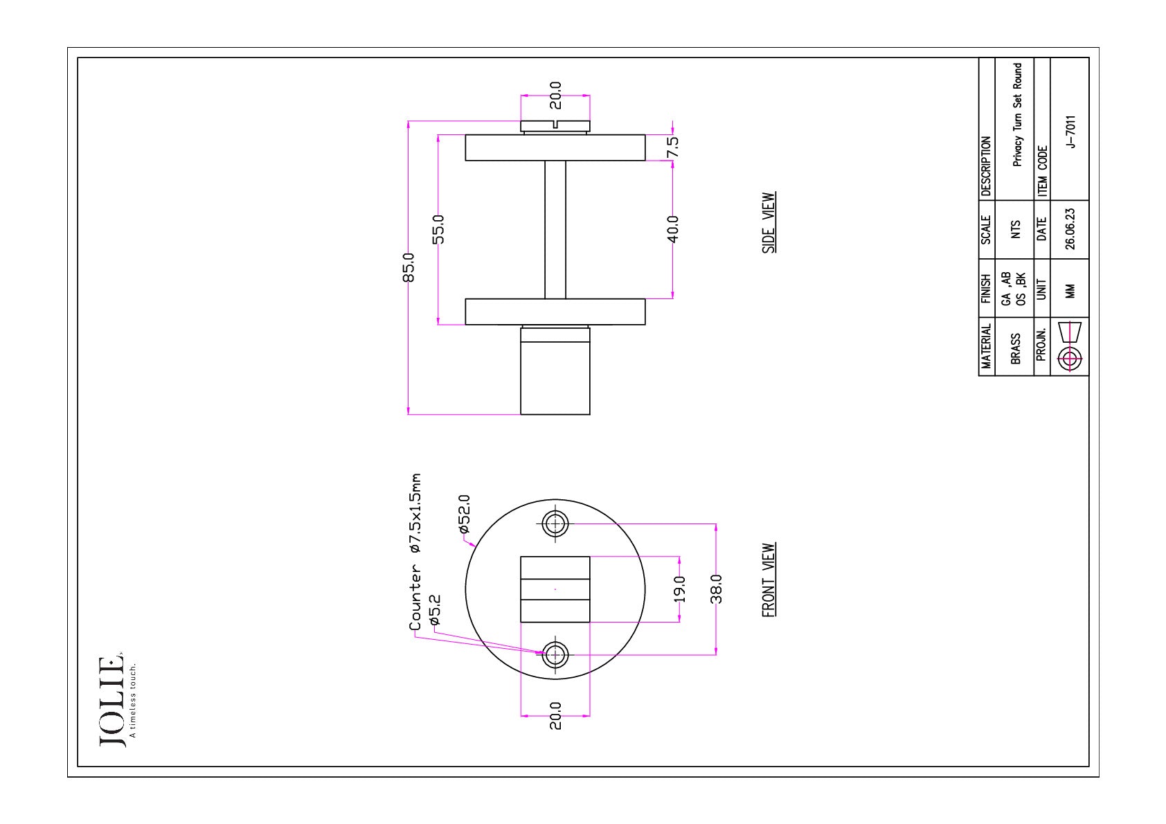 Jolie J-7011 technische tekening