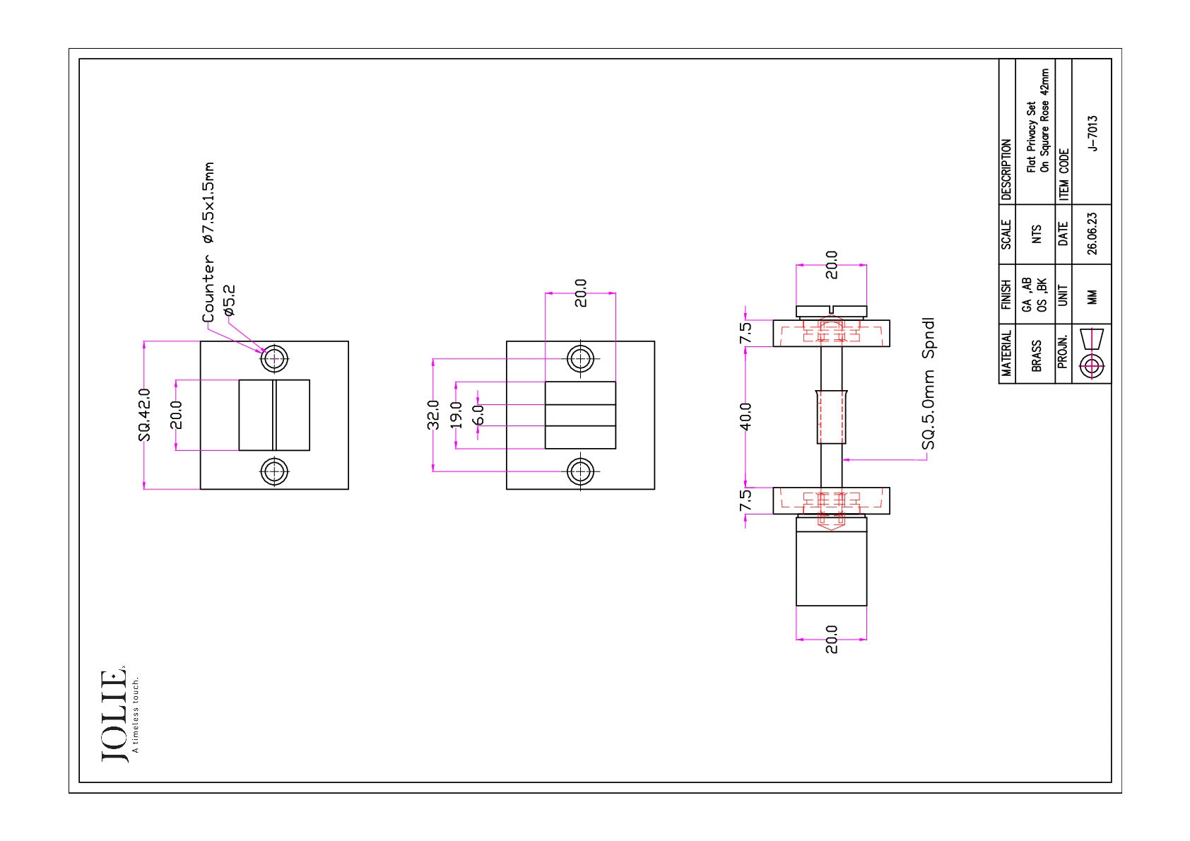 Jolie J-7013 technische tekening