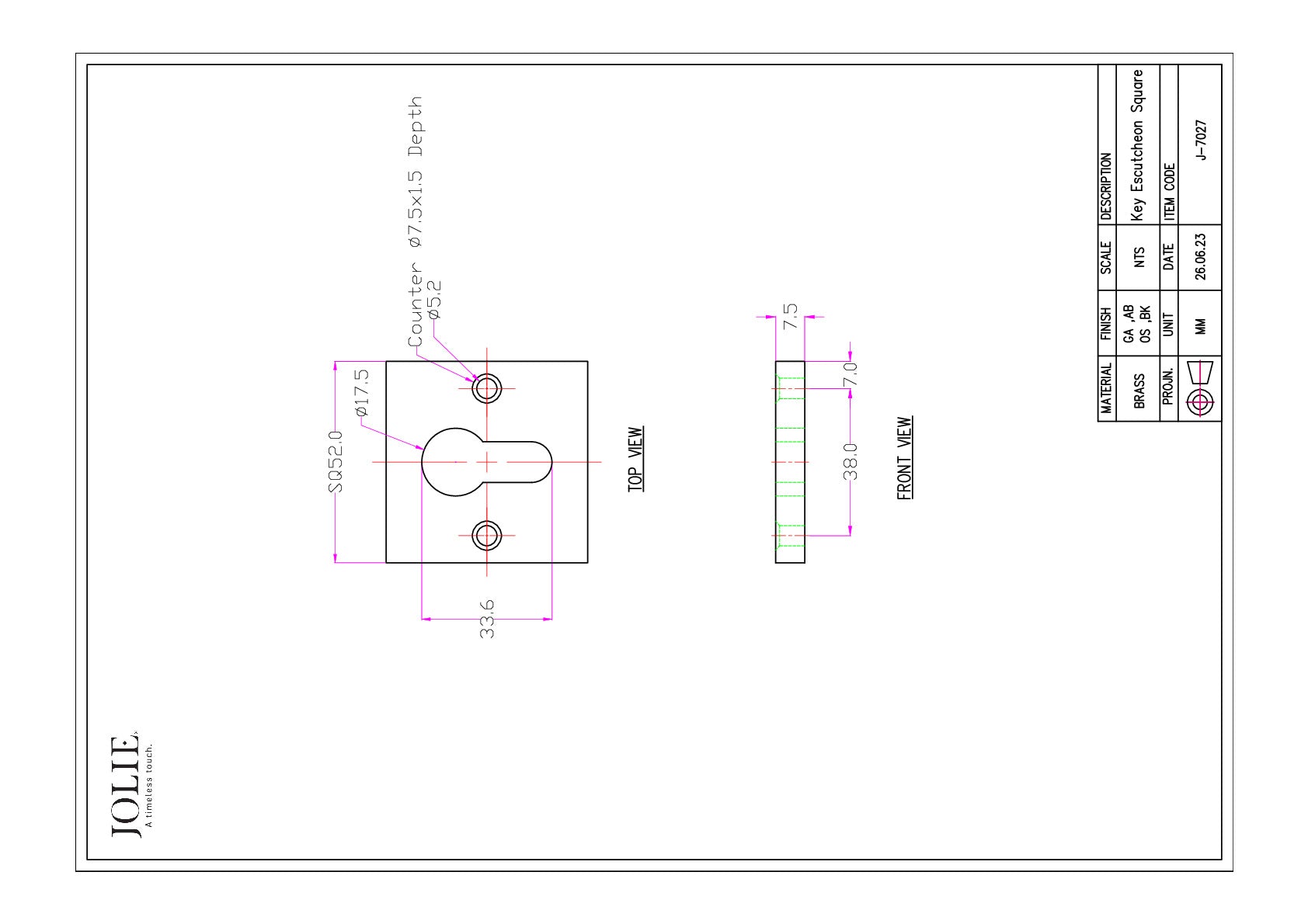 Jolie J-7027 technische tekening