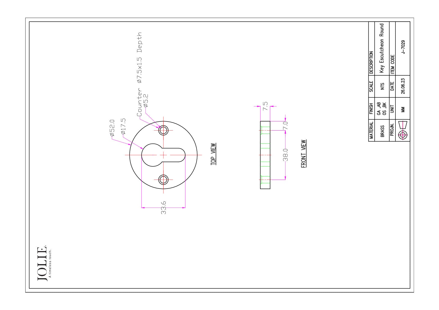 Jolie J-7029 technische tekening