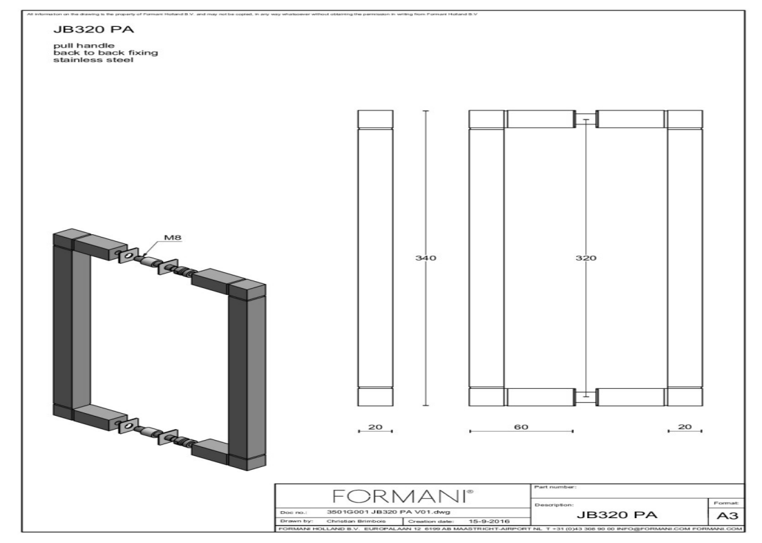Formani | JB320 PA | Set grepen | gepolijst roestvast staal