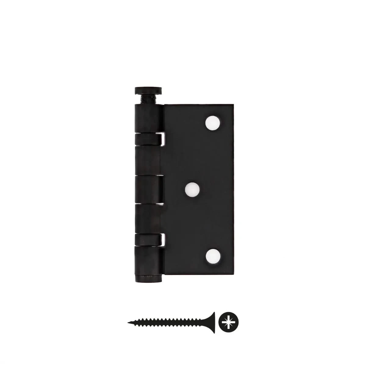 Kogellagerscharnier 76 x 76 mm met rechte hoek mat zwart incl. schroeven - Deurbeslag-expert