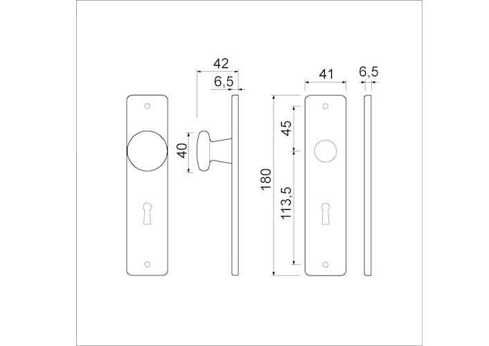 Dulimex Ami Knop type 160/40 vast kortschild 180/41 RH bontebaardsleutel 56 F1 aluminum - Deurbeslag-expert