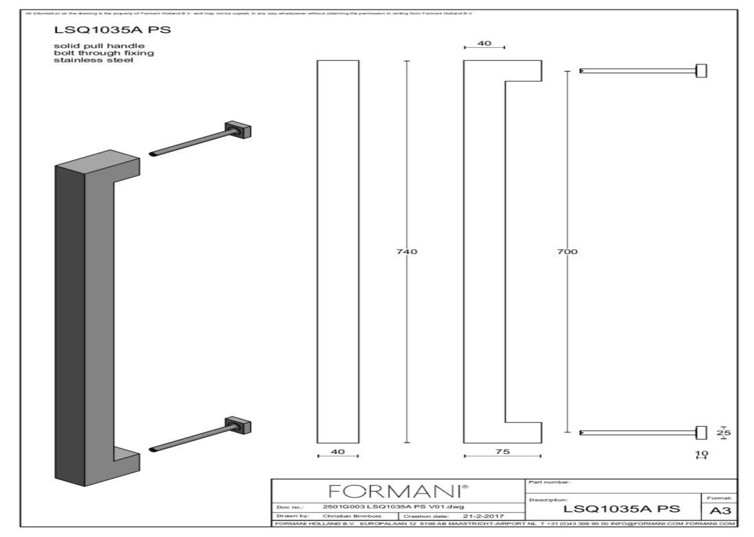 Formani | LSQ1035A PS | Deurgreep | mat roestvast staal
