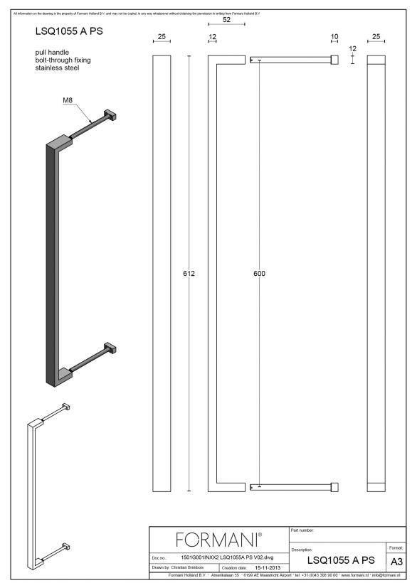 Formani | LSQ1055 PS | Deurgreep | mat roestvast staal