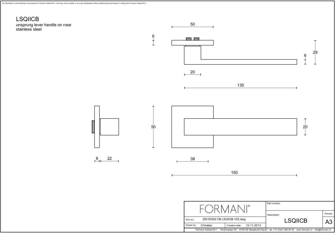 Formani | Deurkruk | Formani | LSQ2CB | mat roestvast staal