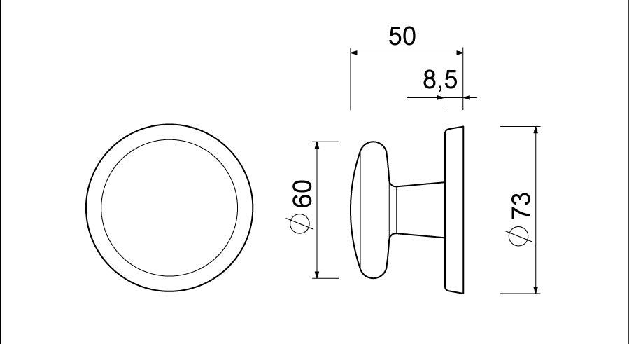Dulimex deurbeslag 0170.100.0300 technische tekening