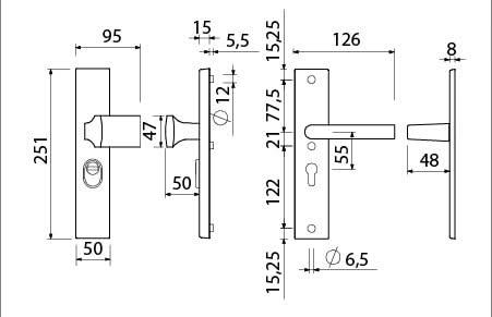 Ami Veiligheidsbeslag Voordeurgarnituur compleet ovaal PC55 SKG***® F1 aluminium - Deurbeslag-expert