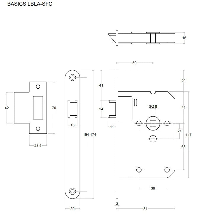 Lijntekening loopslot formani