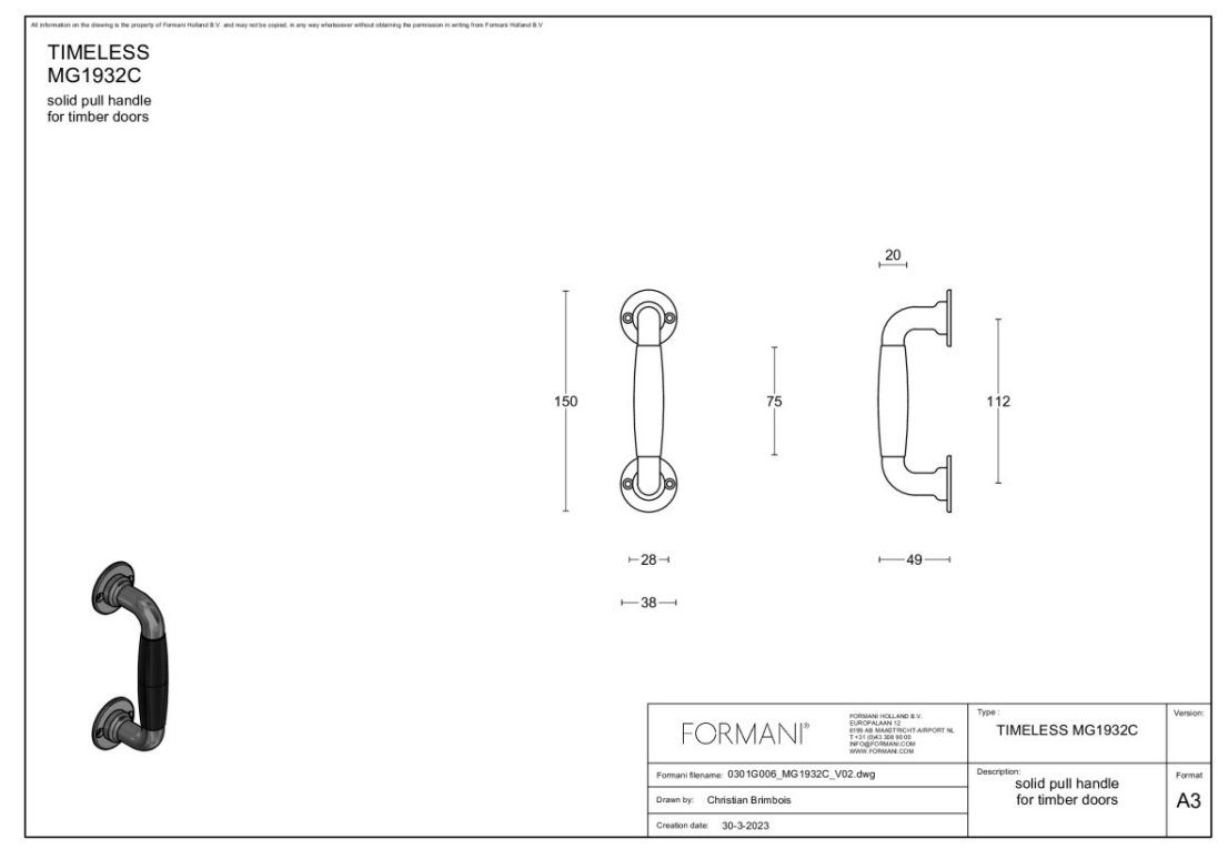 Formani | MG1932C | Deurgreep | glans nikkel