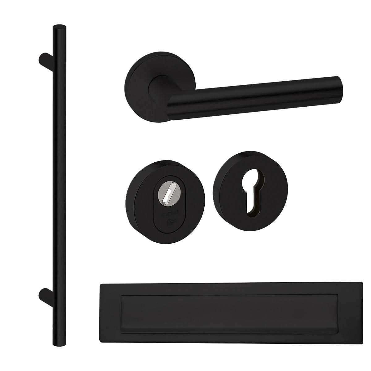 Roestvrijstalen Voordeurset Vierkant Zwart