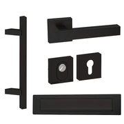 Hardbrass Roestvrijstalen Voordeurset Zwart Vierkant met Toronto Schuin & Briefplaat SKG3 - Deurbeslag-expert