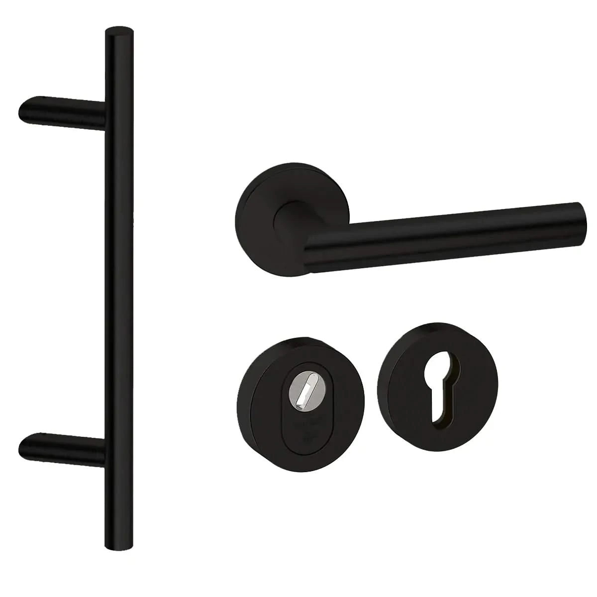 Voordeurset Rond Zwart Frankfurt Schuin