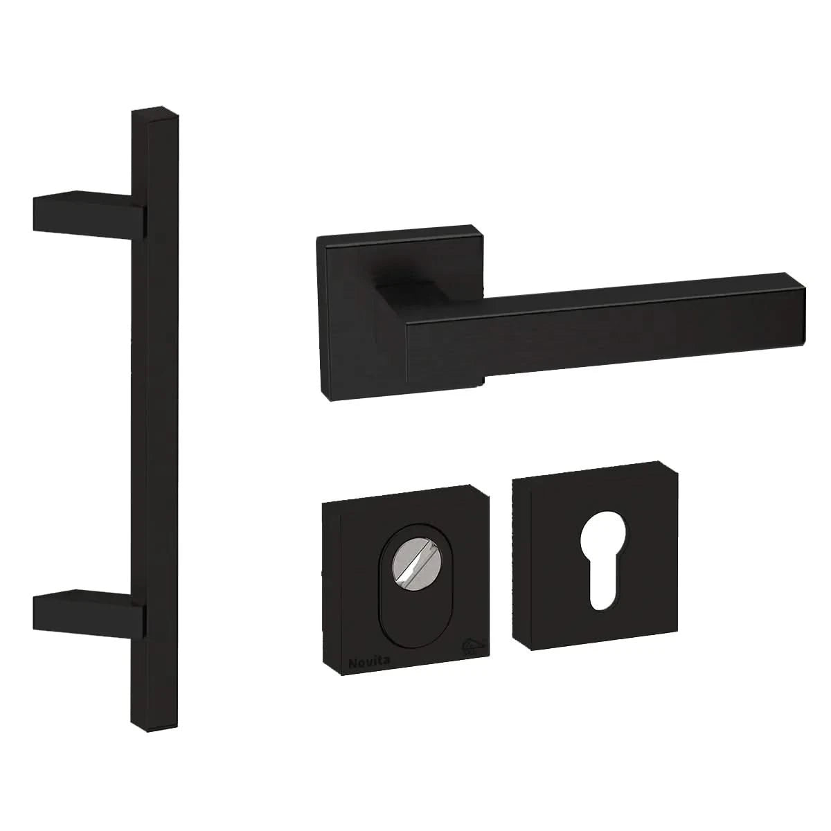 Roestvrijstalen Voordeurset Vierkant Zwart