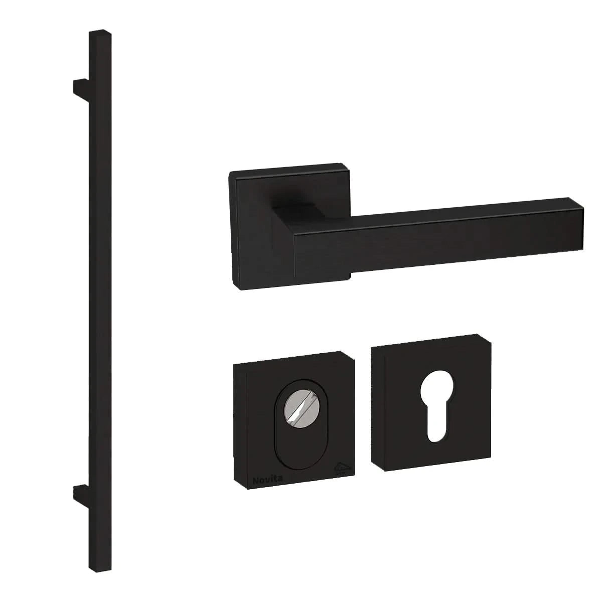 Roestvrijstalen Voordeurset Vierkant Zwart