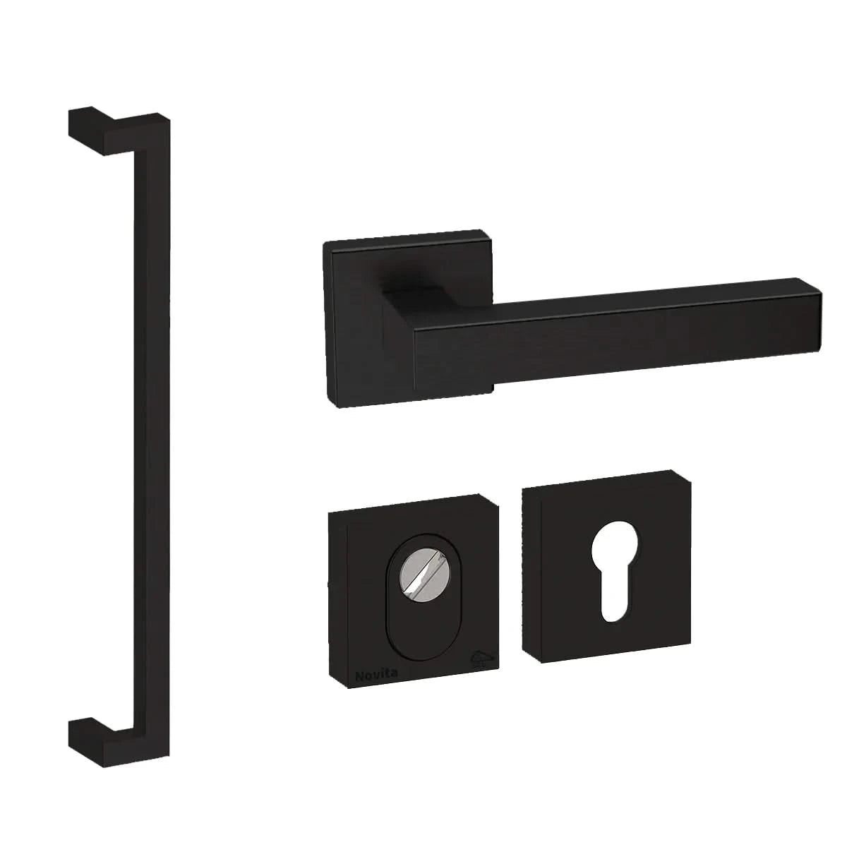 Roestvrijstalen Voordeurset Vierkant Zwart