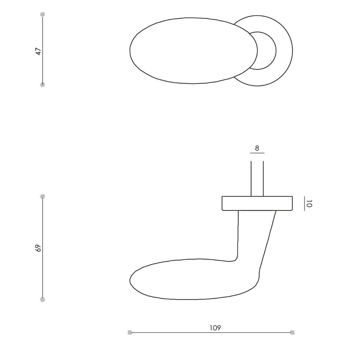 OLIVARI DEURKNOP BLINDO DRAAIBAAR LINKS RVS MAT TITAAN PVD1 1