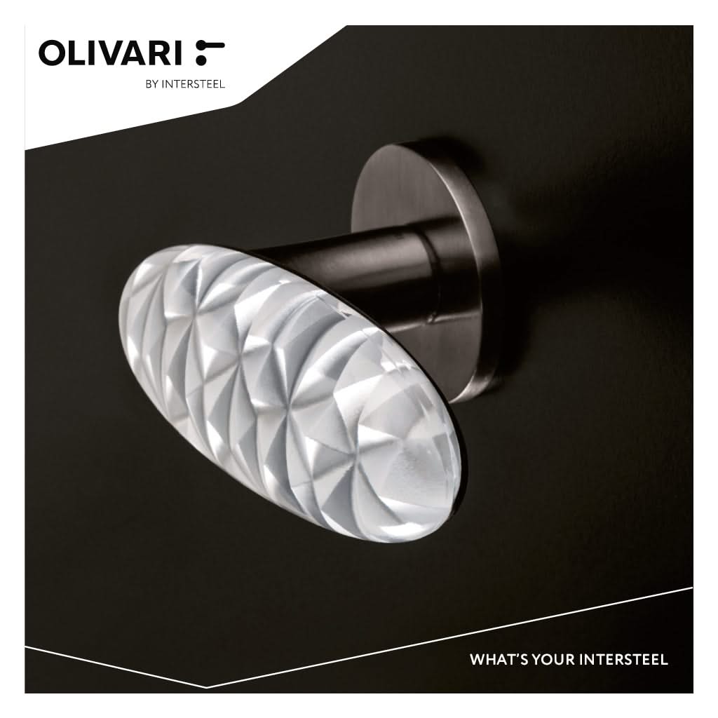 OLIVARI DEURKRUK CRYSTAL DIAMOND OP ROZET ANTRACIET MAT TITAAN PVD3 1