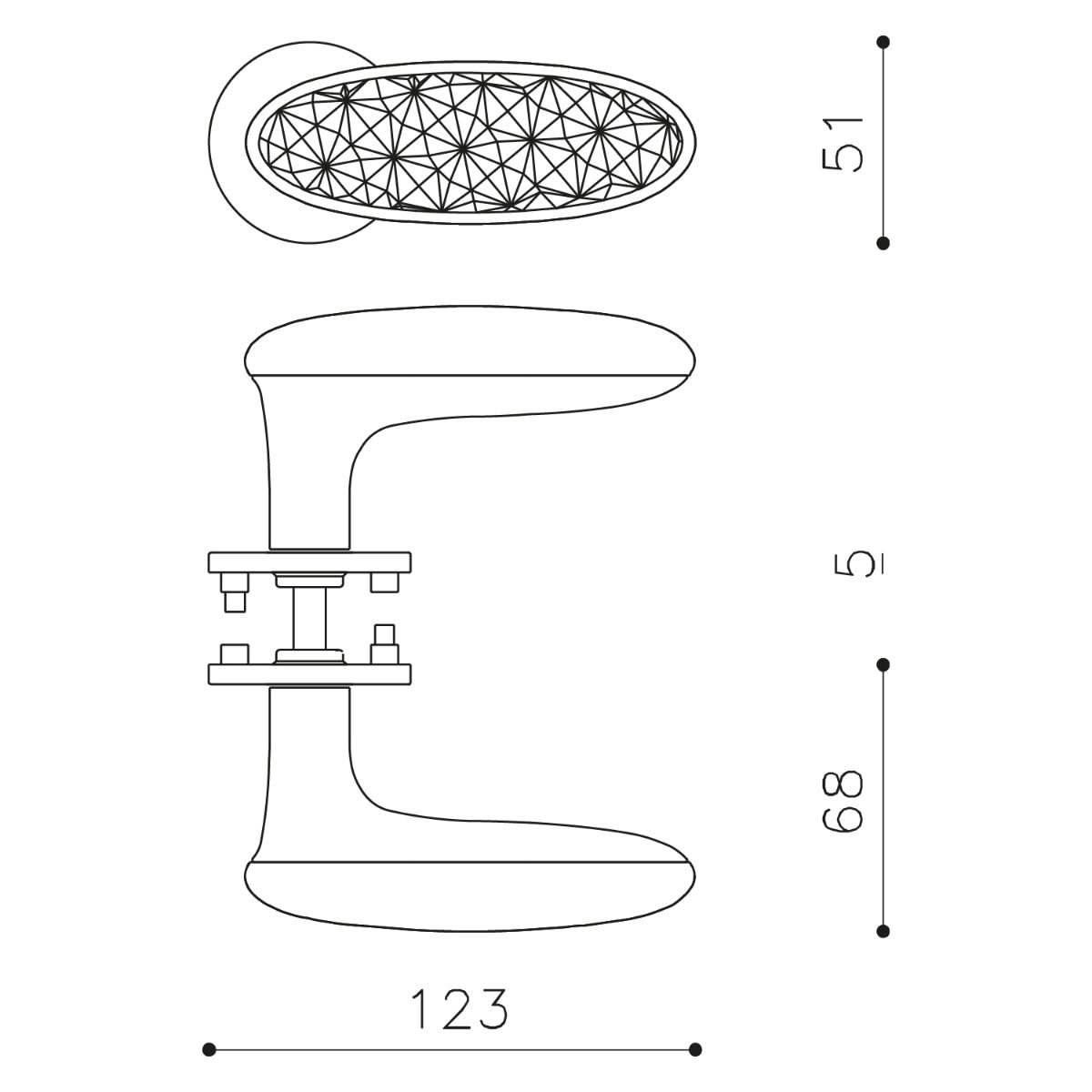 OLIVARI DEURKRUK CRYSTAL DIAMOND OP ROZET ANTRACIET MAT TITAAN PVD4 1
