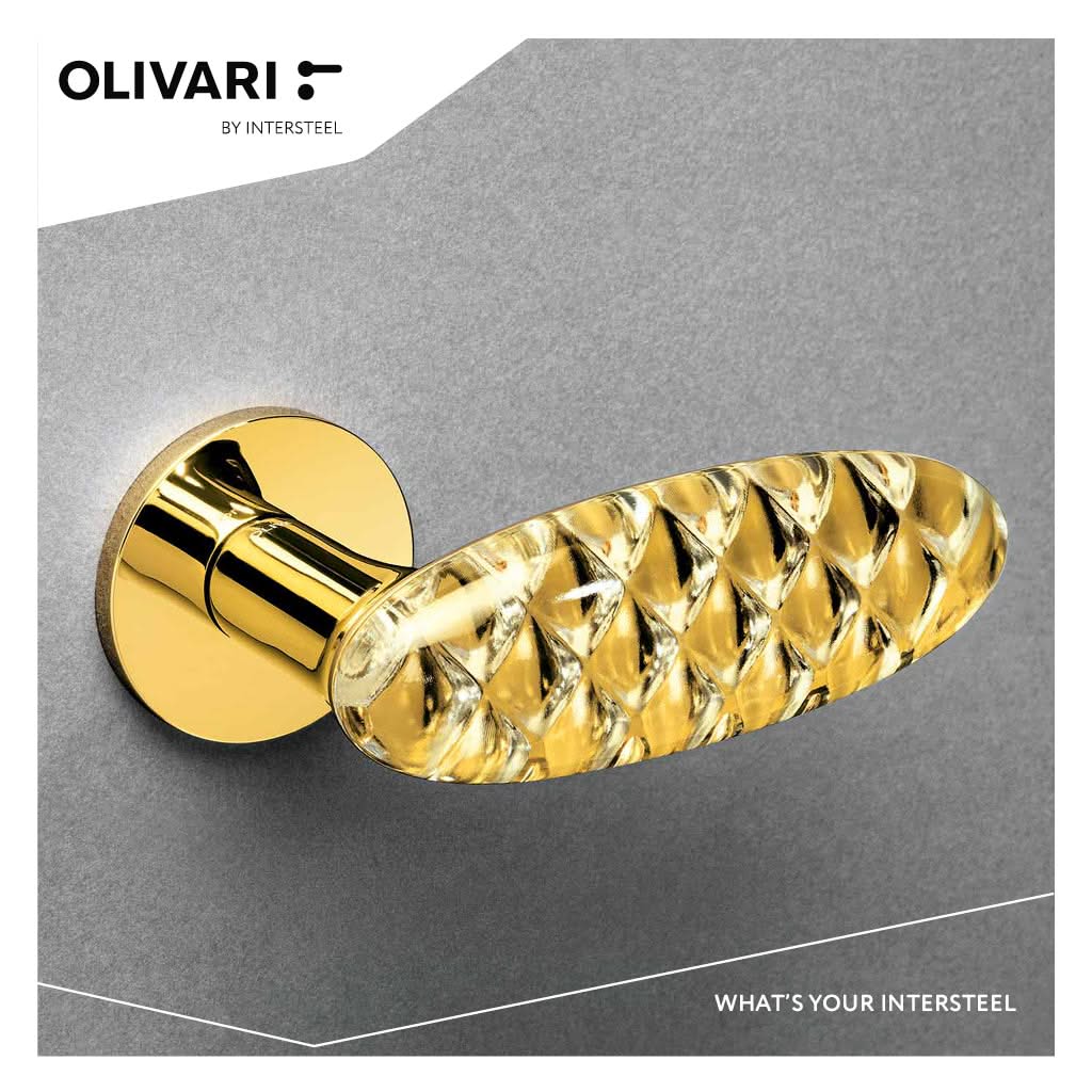 OLIVARI DEURKRUK CRYSTAL DIAMOND OP ROZET MESSING TITAAN PVD1