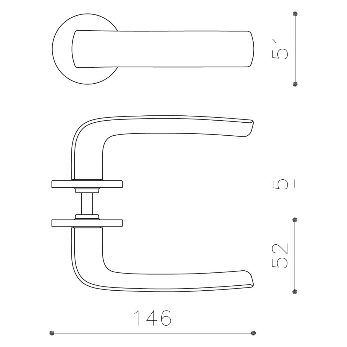 OLIVARI DEURKRUK DIVA OP ROZET MESSING MAT TITAAN PVD1