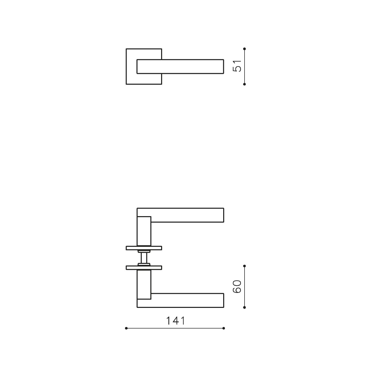 OLIVARI DEURKRUK EUCLIDE Q OP ROZET KOPER MAT TITAAN PVD1