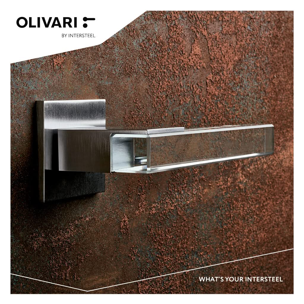 OLIVARI DEURKRUK ICE CUBE OP ROZET CHROOM MAT TRANSPARANT2