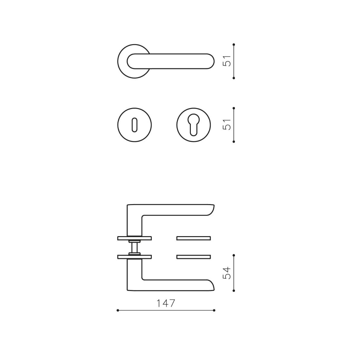 OLIVARI DEURKRUK ICONA OP ROZET NIKKEL MAT TITAAN PVD1