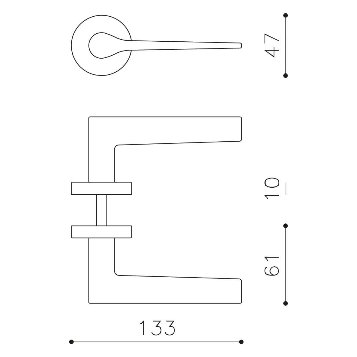 OLIVARI DEURKRUK LAMA OP ROZET MESSING MAT TITAAN PVD1